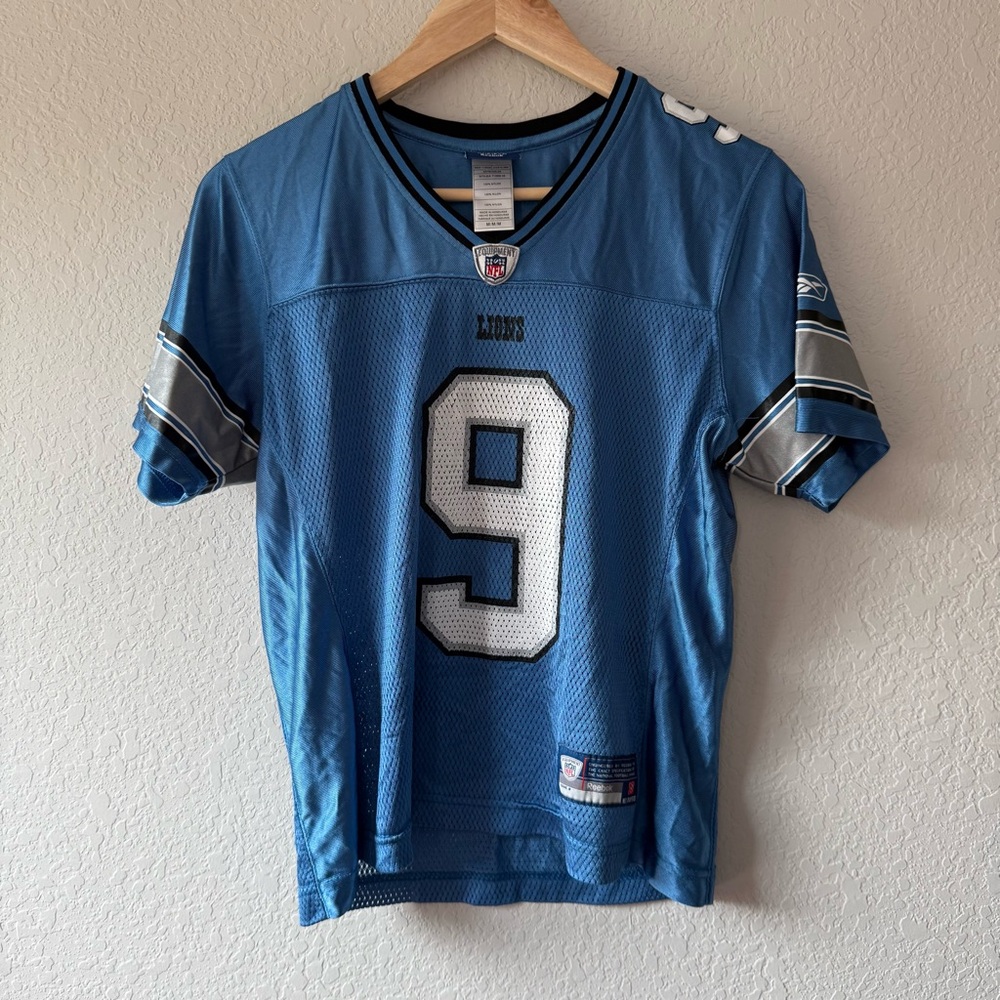 Women’s Reebok Light Blue Detroit Lions #9 Stafford Jersey